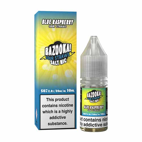 BAZOOKA BLUE RASPBERRY STRAWS E-LIQUID NICOTINE SALT 10ML