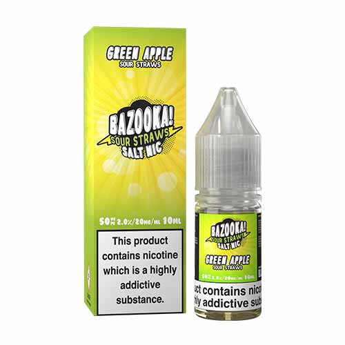 BAZOOKA GREEN APPLE SOUR STRAWS E-LIQUID NICOTINE SALT 10ML