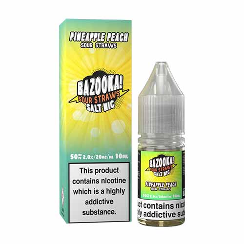 BAZOOKA PINEAPPLE PEACH SOUR STRAWS E-LIQUID NICOTINE SALT 10ML