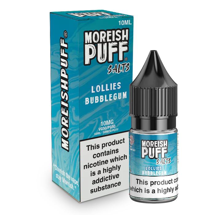 MOREISH PUFF SALTS LOLLIES BUBBLEGUM NIC SALT E-LIQUID 10ML