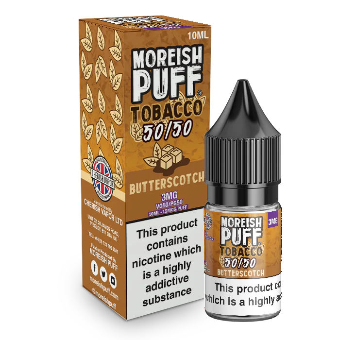 MOREISH PUFF TOBACCO 50/50 BUTTERSCOTCH E-LIQUID 10ML