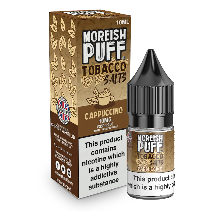 MOREISH PUFF TOBACCO SALTS CAPPUCCINO NIC SALT E-LIQUID 10ML