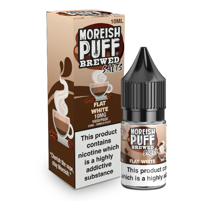 MOREISH PUFF BREWED SALTS FLAT WHITE NIC SALT E-LIQUID 10ML