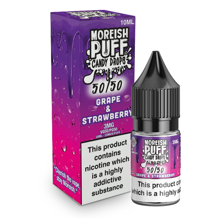 MOREISH PUFF CANDY DROPS 50/50 GRAPE & STRAWBERRY E-LIQUID 10ML