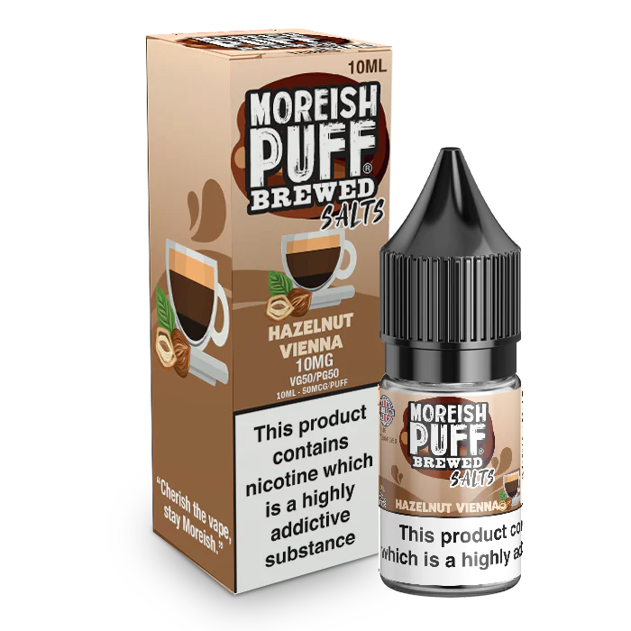 MOREISH PUFF BREWED SALTS HAZELNUT VIENNA NIC SALT E-LIQUID 10ML