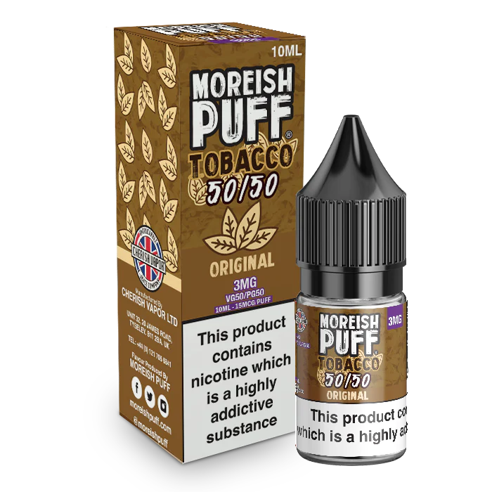 MOREISH PUFF TOBACCO 50/50 ORIGINAL TOBACCO E-LIQUID 10ML