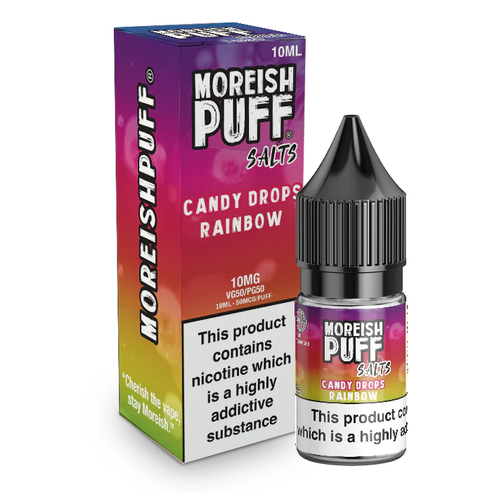 MOREISH PUFF SALTS CANDY DROPS RAINBOW NIC SALT E-LIQUID 10ML