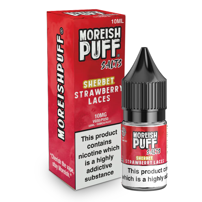 MOREISH PUFF SALTS SHERBET STRAWBERRY LACES NIC SALT E-LIQUID 10ML