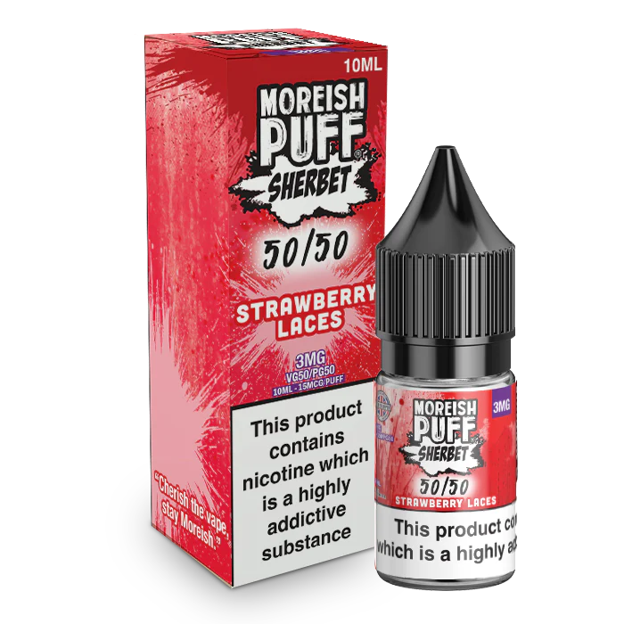 MOREISH PUFF SHERBET 50/50 STRAWBERRY LACES E-LIQUID 10ML