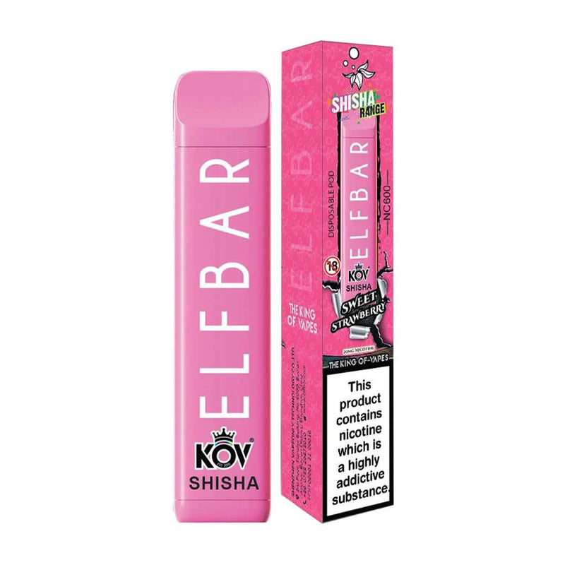 ELF SHISHA SWEET STRAWBERRY DISPOSABLE VAPE 600 PUFFS