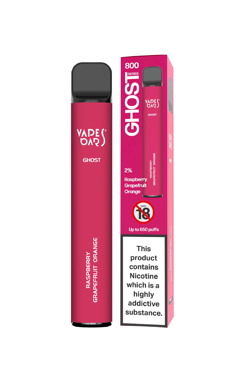 VAPES BARS GHOST RASPBERRY GRAPEFRUIT ORANGE DISPOSABLE VAPE