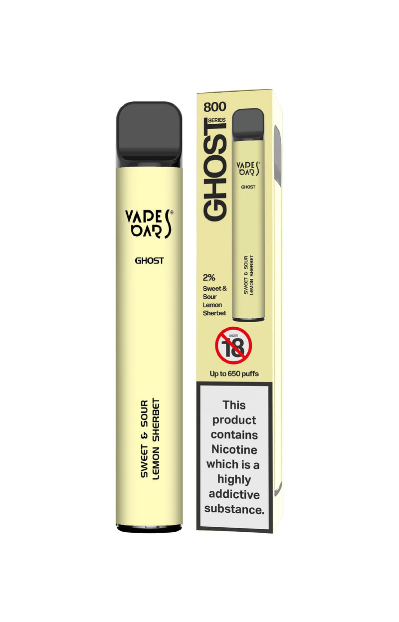 VAPES BARS GHOST SWEET AND SOUR LEMON SHERBET DISPOSABLE VAPE