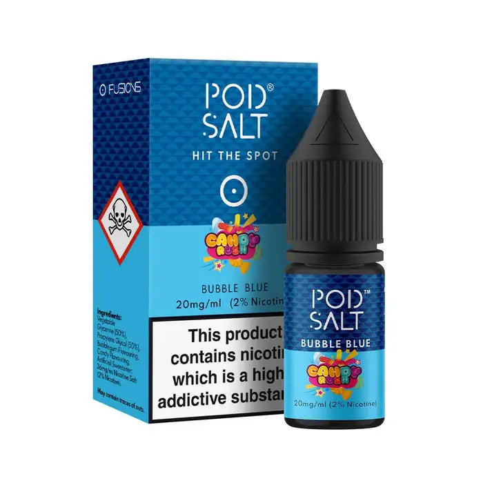 POD SALT FUSIONS BUBBLE BLUE NIC SALT E-LIQUID 10ML