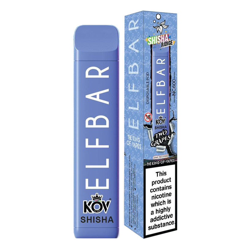 ELF SHISHA ZERO TWO GRAPES DISPOSABLE VAPE 600 PUFFS